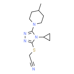 ChemSpider 2D Image | {[4-Cyclopropyl-5-(4-methyl-1-piperidinyl)-4H-1,2,4-triazol-3-yl]sulfanyl}acetonitrile | C13H19N5S