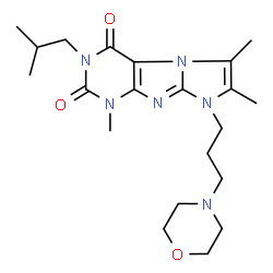ChemSpider 2D Image | 3-Isobutyl-1,6,7-trimethyl-8-[3-(4-morpholinyl)propyl]-1H-imidazo[2,1-f]purine-2,4(3H,8H)-dione | C21H32N6O3