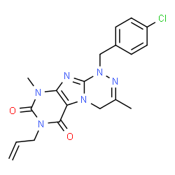 ChemSpider 2D Image | 7-Allyl-1-(4-chlorobenzyl)-3,9-dimethyl-1,4-dihydro[1,2,4]triazino[3,4-f]purine-6,8(7H,9H)-dione | C19H19ClN6O2
