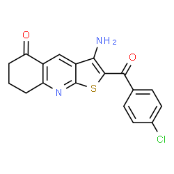 ChemSpider 2D Image | 3-Amino-2-(4-chlorobenzoyl)-7,8-dihydrothieno[2,3-b]quinolin-5(6H)-one | C18H13ClN2O2S