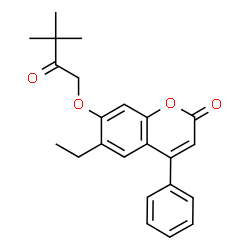 ChemSpider 2D Image | 7-(3,3-Dimethyl-2-oxobutoxy)-6-ethyl-4-phenyl-2H-chromen-2-one | C23H24O4