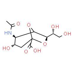 ChemSpider 2D Image | (2R,3S,7R)-2-Acetamido-7-[(1R)-1,2-dihydroxyethyl]-3-hydroxy-6,8-dioxabicyclo[3.2.1]octane-5-carboxylic acid | C11H17NO8