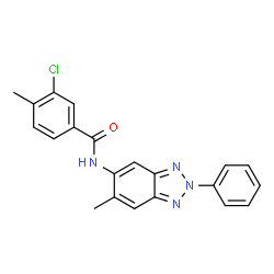 ChemSpider 2D Image | 3-Chloro-4-methyl-N-(6-methyl-2-phenyl-2H-benzotriazol-5-yl)benzamide | C21H17ClN4O