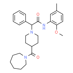 ChemSpider 2D Image | 2-[4-(1-Azepanylcarbonyl)-1-piperidinyl]-N-(2-methoxy-5-methylphenyl)-2-phenylacetamide | C28H37N3O3