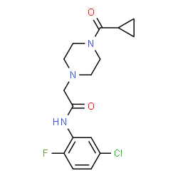 ChemSpider 2D Image | N-(5-Chloro-2-fluorophenyl)-2-[4-(cyclopropylcarbonyl)-1-piperazinyl]acetamide | C16H19ClFN3O2