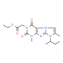 ChemSpider 2D Image | Ethyl (8-sec-butyl-1,7-dimethyl-2,4-dioxo-1,2,4,8-tetrahydro-3H-imidazo[2,1-f]purin-3-yl)acetate | C17H23N5O4