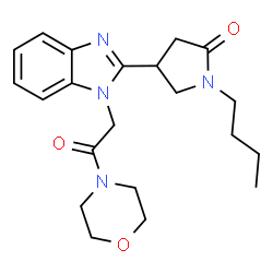 ChemSpider 2D Image | 1-Butyl-4-{1-[2-(4-morpholinyl)-2-oxoethyl]-1H-benzimidazol-2-yl}-2-pyrrolidinone | C21H28N4O3