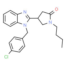 ChemSpider 2D Image | 1-Butyl-4-[1-(4-chlorobenzyl)-1H-benzimidazol-2-yl]-2-pyrrolidinone | C22H24ClN3O