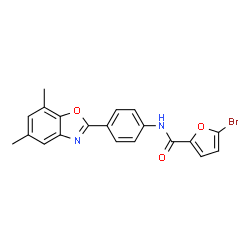 ChemSpider 2D Image | 5-Bromo-N-[4-(5,7-dimethyl-1,3-benzoxazol-2-yl)phenyl]-2-furamide | C20H15BrN2O3