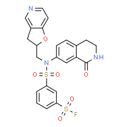 ChemSpider 2D Image | 3-[(2,3-Dihydrofuro[3,2-c]pyridin-2-ylmethyl)(1-oxo-1,2,3,4-tetrahydro-7-isoquinolinyl)sulfamoyl]benzenesulfonyl fluoride | C23H20FN3O6S2