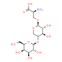 ChemSpider 2D Image | (2S)-2-Amino-3-{[(2R,3R,4R)-3,4-dihydroxy-5-{[(2S,3R,4S,5R,6R)-3,4,5-trihydroxy-6-(hydroxymethyl)tetrahydro-2H-pyran-2-yl]oxy}tetrahydro-2H-pyran-2-yl]oxy}propanoic acid | C14H25NO12