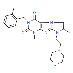 ChemSpider 2D Image | 1,7-Dimethyl-3-(2-methylbenzyl)-8-[2-(4-morpholinyl)ethyl]-1H-imidazo[2,1-f]purine-2,4(3H,8H)-dione | C23H28N6O3