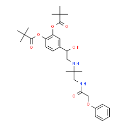 ChemSpider 2D Image | 4-[1-Hydroxy-2-({2-methyl-1-[(phenoxyacetyl)amino]-2-propanyl}amino)ethyl]-1,2-phenylene bis(2,2-dimethylpropanoate) | C30H42N2O7
