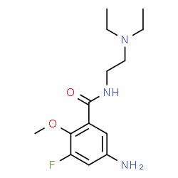 ChemSpider 2D Image | 5-Amino-N-[2-(diethylamino)ethyl]-3-fluoro-2-methoxybenzamide | C14H22FN3O2