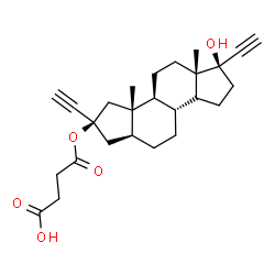 ChemSpider 2D Image | 4-{[(2R,3aS,3bS,5aS,6R,8bR,10aS)-2,6-Diethynyl-6-hydroxy-3a,5a-dimethylhexadecahydrodicyclopenta[a,f]naphthalen-2-yl]oxy}-4-oxobutanoic acid | C26H34O5