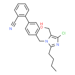ChemSpider 2D Image | 4'-{[2-Butyl-4-chloro-5-(hydroxymethyl)-1H-imidazol-1-yl]methyl}-2-biphenylcarbonitrile | C22H22ClN3O