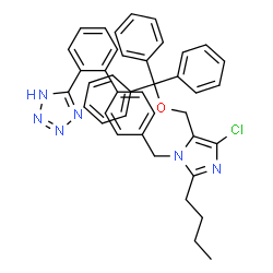 ChemSpider 2D Image | 5-[4'-({2-Butyl-4-chloro-5-[(trityloxy)methyl]-1H-imidazol-1-yl}methyl)-2-biphenylyl]-1H-tetrazole | C41H37ClN6O
