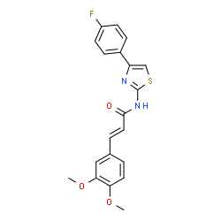 ChemSpider 2D Image | (2E)-3-(3,4-Dimethoxyphenyl)-N-[4-(4-fluorophenyl)-1,3-thiazol-2-yl]acrylamide | C20H17FN2O3S