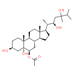 ChemSpider 2D Image | (3beta,5alpha,6beta,22R,24xi)-3,5,22,24-Tetrahydroxyergostan-6-yl acetate | C30H52O6