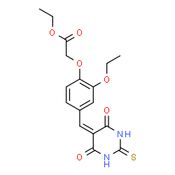 ChemSpider 2D Image | Ethyl {4-[(4,6-dioxo-2-thioxotetrahydro-5(2H)-pyrimidinylidene)methyl]-2-ethoxyphenoxy}acetate | C17H18N2O6S