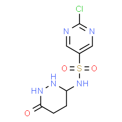 ChemSpider 2D Image | 2-Chloro-N-(6-oxohexahydro-3-pyridazinyl)-5-pyrimidinesulfonamide | C8H10ClN5O3S