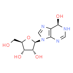 ChemSpider 2D Image | (6R)-9-(beta-D-Ribofuranosyl)-6,9-dihydro-1H-purin-6-ol | C10H14N4O5
