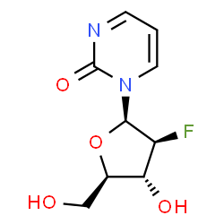 ChemSpider 2D Image | 1-(2-Deoxy-2-fluoro-beta-D-arabinofuranosyl)-2(1H)-pyrimidinone | C9H11FN2O4