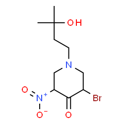 ChemSpider 2D Image | 3-Bromo-1-(3-hydroxy-3-methylbutyl)-5-nitro-4-piperidinone | C10H17BrN2O4