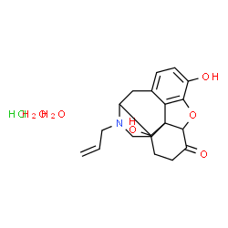 ChemSpider 2D Image | 17-Allyl-3,14-dihydroxy-4,5-epoxymorphinan-6-one hydrochloride dihydrate | C19H26ClNO6