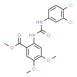 ChemSpider 2D Image | Methyl 2-{[(3,4-dichlorophenyl)carbamoyl]amino}-4,5-dimethoxybenzoate | C17H16Cl2N2O5