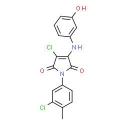 ChemSpider 2D Image | 3-Chloro-1-(3-chloro-4-methylphenyl)-4-[(3-hydroxyphenyl)amino]-1H-pyrrole-2,5-dione | C17H12Cl2N2O3