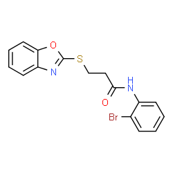 ChemSpider 2D Image | 3-(1,3-Benzoxazol-2-ylsulfanyl)-N-(2-bromophenyl)propanamide | C16H13BrN2O2S
