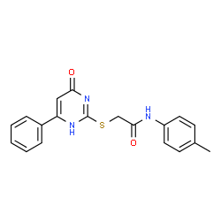 ChemSpider 2D Image | acetamide, 2-[(4-hydroxy-6-phenyl-2-pyrimidinyl)thio]-N-(4-methylphenyl)- | C19H17N3O2S