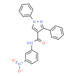 ChemSpider 2D Image | N-(3-Nitrophenyl)-1,3-diphenyl-1H-pyrazole-4-carboxamide | C22H16N4O3