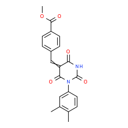 ChemSpider 2D Image | Methyl 4-{[1-(3,4-dimethylphenyl)-2,4,6-trioxotetrahydro-5(2H)-pyrimidinylidene]methyl}benzoate | C21H18N2O5