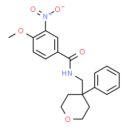 ChemSpider 2D Image | 4-Methoxy-3-nitro-N-[(4-phenyltetrahydro-2H-pyran-4-yl)methyl]benzamide | C20H22N2O5