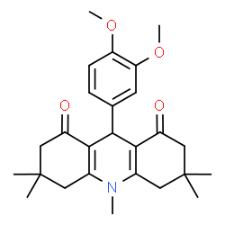 ChemSpider 2D Image | 9-(3,4-Dimethoxyphenyl)-3,3,6,6,10-pentamethyl-3,4,6,7,9,10-hexahydro-1,8(2H,5H)-acridinedione | C26H33NO4