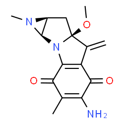 ChemSpider 2D Image | (1aS,2aS,8aR)-5-Amino-2a-methoxy-1,6-dimethyl-3-methylene-1,1a,2,2a,3,8a-hexahydroazireno[2',3':4,5]pyrrolo[1,2-a]indole-4,7-dione | C15H17N3O3