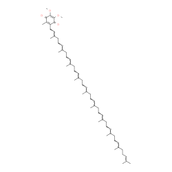 ChemSpider 2D Image | 2-[(2E,6E,10E,14E,18E,22E,26E,30E,34E)-3,7,11,15,19,23,27,31,35,39-Decamethyl-2,6,10,14,18,22,26,30,34,38-tetracontadecaen-1-yl]-5,6-dimethoxy-3-methyl-1,4-benzoquinone | C59H90O4