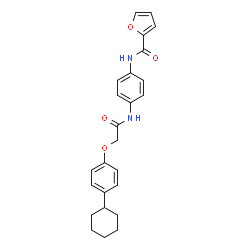 ChemSpider 2D Image | N-(4-{[(4-Cyclohexylphenoxy)acetyl]amino}phenyl)-2-furamide | C25H26N2O4