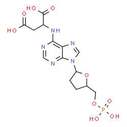 ChemSpider 2D Image | N-(9-{5-[(Phosphonooxy)methyl]tetrahydro-2-furanyl}-9H-purin-6-yl)aspartic acid | C14H18N5O9P