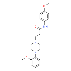 ChemSpider 2D Image | N-(4-Methoxyphenyl)-3-[4-(2-methoxyphenyl)-1-piperazinyl]propanamide | C21H27N3O3