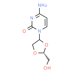 ChemSpider 2D Image | 4-Amino-1-[(2R)-2-(hydroxymethyl)-1,3-dioxolan-4-yl]-2(1H)-pyrimidinone | C8H11N3O4