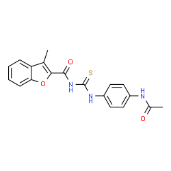 ChemSpider 2D Image | N-[(4-Acetamidophenyl)carbamothioyl]-3-methyl-1-benzofuran-2-carboxamide | C19H17N3O3S