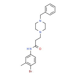 ChemSpider 2D Image | 3-(4-Benzyl-1-piperazinyl)-N-(4-bromo-3-methylphenyl)propanamide | C21H26BrN3O