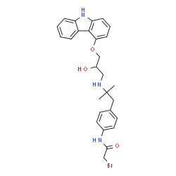 ChemSpider 2D Image | 2-Bromo-N-[4-(2-{[3-(9H-carbazol-4-yloxy)-2-hydroxypropyl]amino}-2-methylpropyl)phenyl]acetamide | C27H30BrN3O3