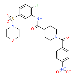 ChemSpider 2D Image | N-[2-Chloro-5-(4-morpholinylsulfonyl)phenyl]-1-(4-nitrobenzoyl)-4-piperidinecarboxamide | C23H25ClN4O7S
