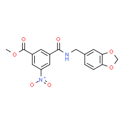 ChemSpider 2D Image | Methyl 3-[(1,3-benzodioxol-5-ylmethyl)carbamoyl]-5-nitrobenzoate | C17H14N2O7