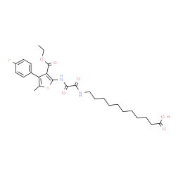 ChemSpider 2D Image | 11-{[{[3-(Ethoxycarbonyl)-4-(4-fluorophenyl)-5-methyl-2-thienyl]amino}(oxo)acetyl]amino}undecanoic acid | C27H35FN2O6S