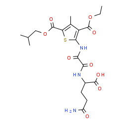 ChemSpider 2D Image | N~2~-[{[3-(Ethoxycarbonyl)-5-(isobutoxycarbonyl)-4-methyl-2-thienyl]amino}(oxo)acetyl]glutamine | C20H27N3O9S